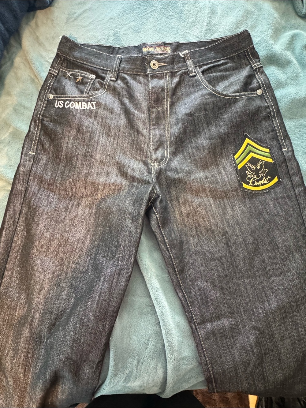 Straight Fit Black Men's Jeans with Yellow Patch Detail
